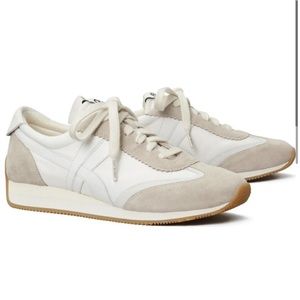 Tory Birch Hank Sneakers Shoes (Snow White and Beige) Size 8.5